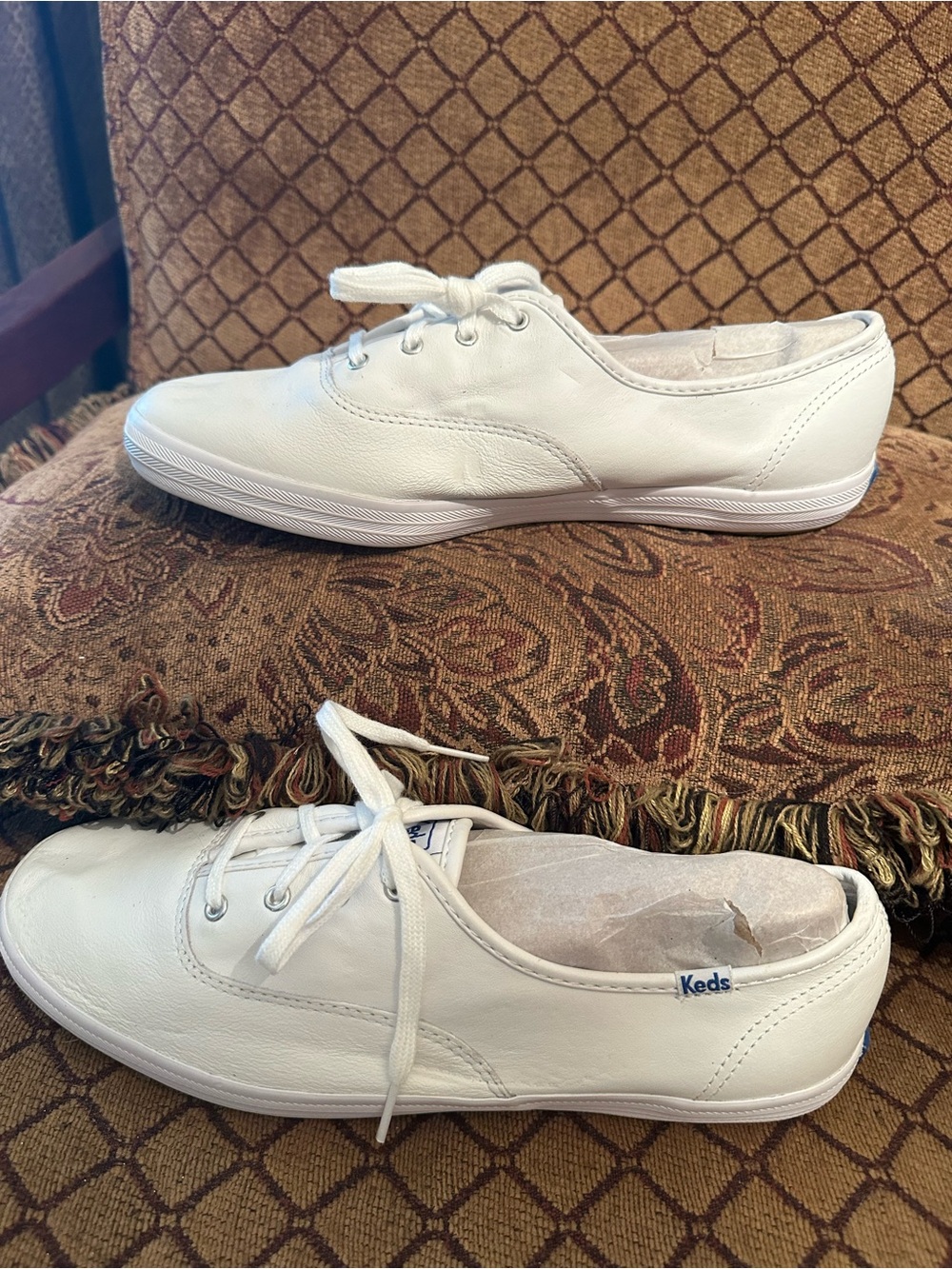 Keds White Leather Low-Top Lace-Up Sneakers - Picture 2 of 4
